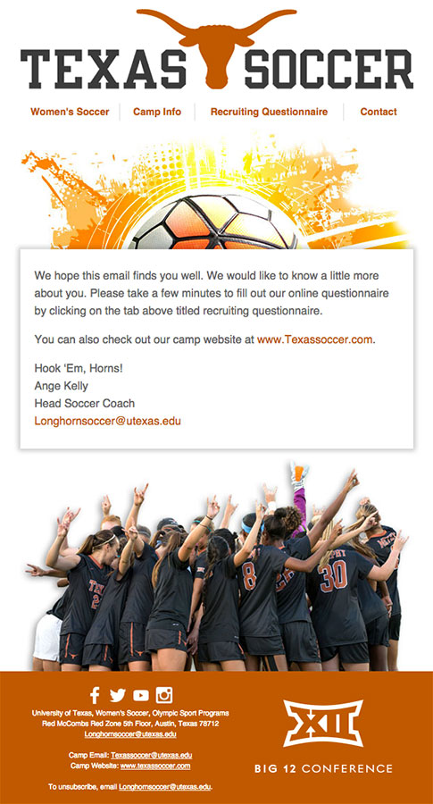 soccer email template